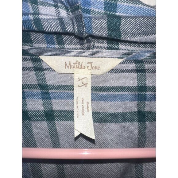 Matilda Jane Moments With You Form a Line Jacket Plaid Fringe Open Front Sz Lg - Picture 11 of 15